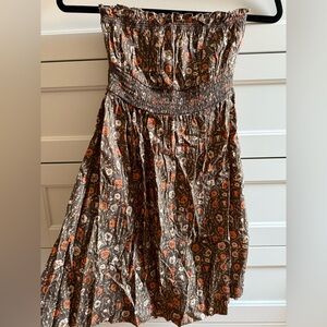 Free People Strapless Brown Floral Dress NWOT Size 2